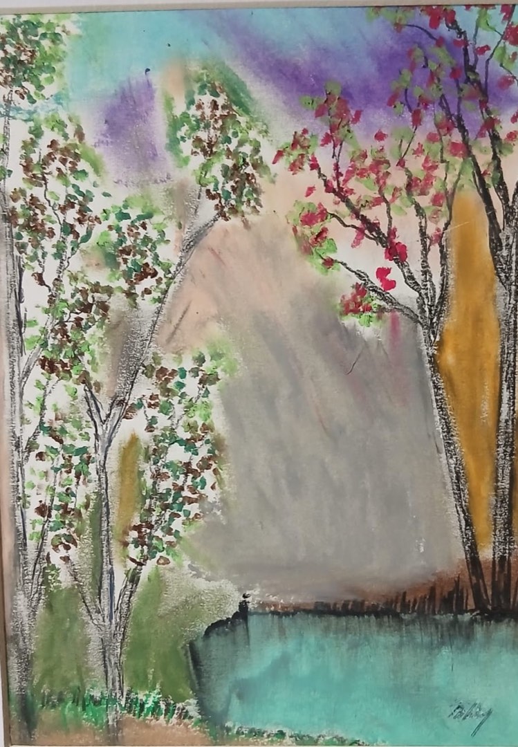 Blossom Pool — hand-painted, watercolour on paper