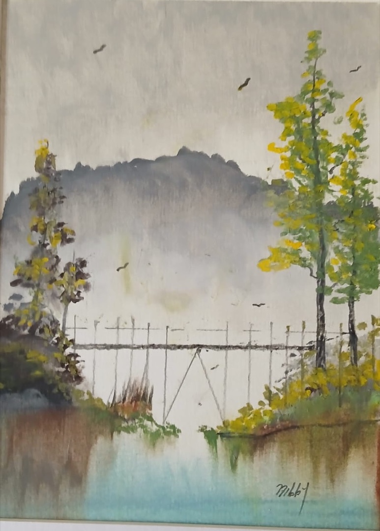 Bridge to the Far Shore — hand-painted, watercolour on paper