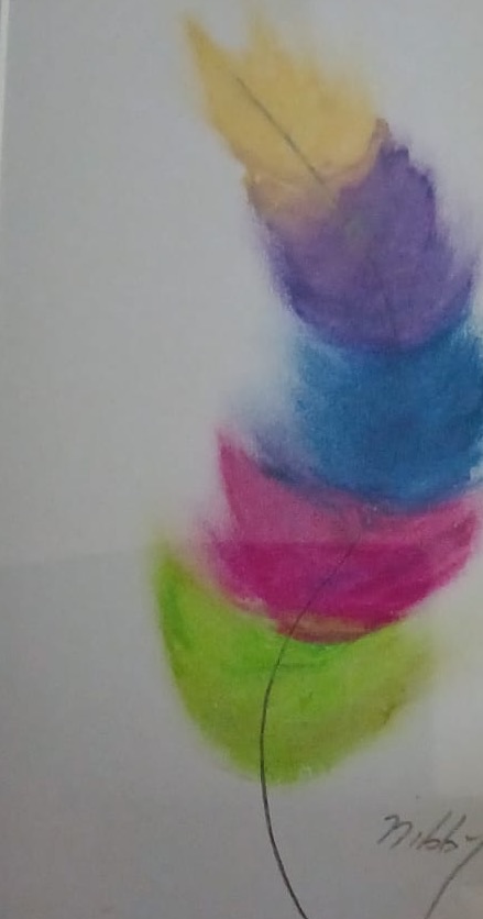 Feather, Falling Light — hand-painted, watercolour on paper