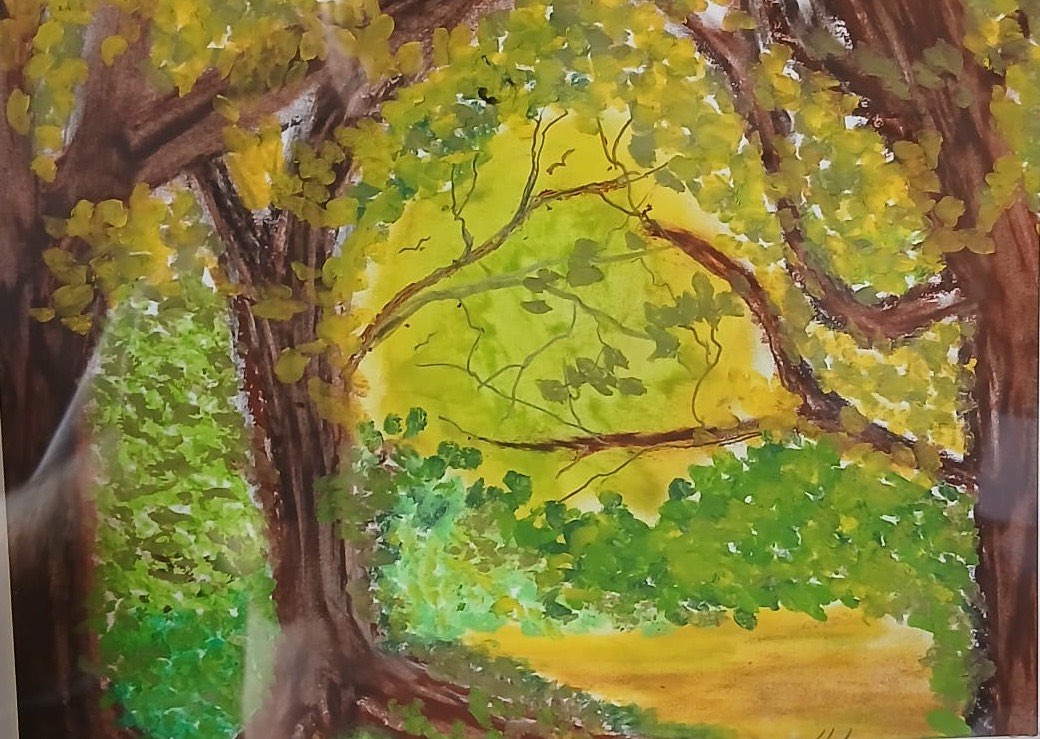 Golden Path — hand-painted, watercolour on paper