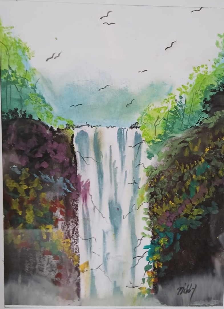 Gorge Falls — hand-painted, watercolour on paper