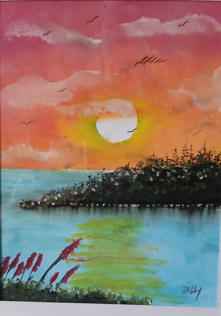 Sundown, Still Water — hand-painted, watercolour on paper