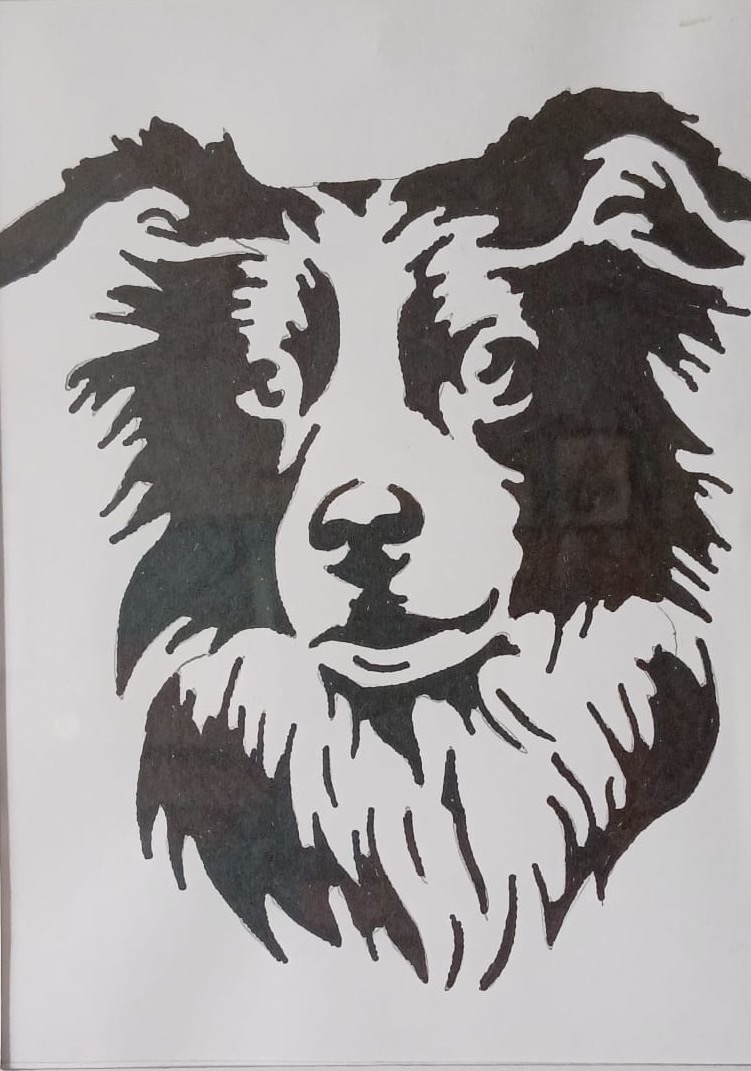The Collie’s Gaze — hand-painted, ink & marker on paper