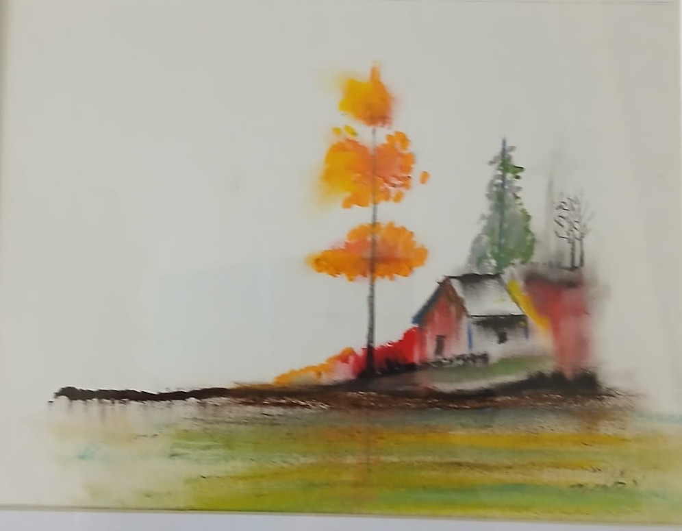 The Red Barn — hand-painted, watercolour on paper